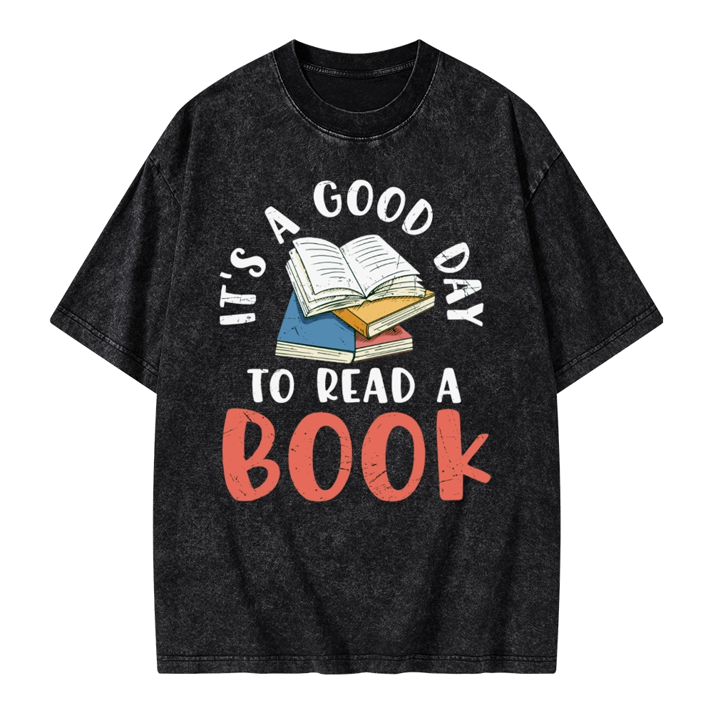 Pagewings It’s a Good Day to Read a Book Unisex Washed T-shirt