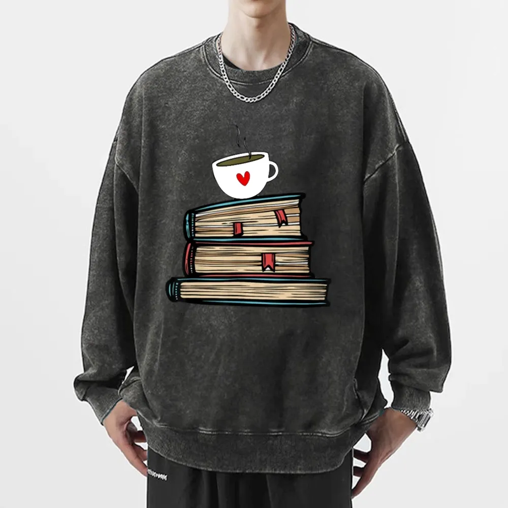 Pagewings Tea Cup Book Lovers Unisex Washed Sweatshirt