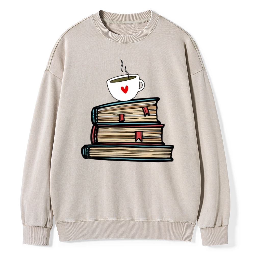 Pagewings Tea Cup Book Lovers Unisex Washed Sweatshirt