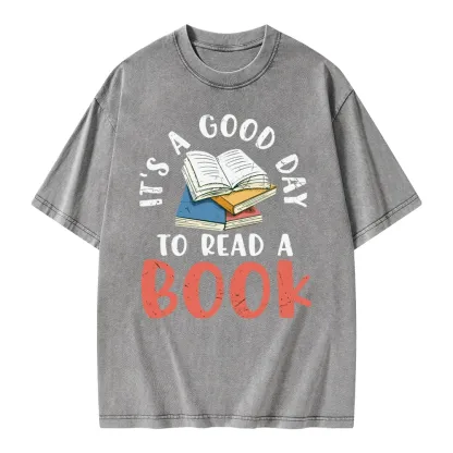 Pagewings It’s a Good Day to Read a Book Unisex Washed T-shirt