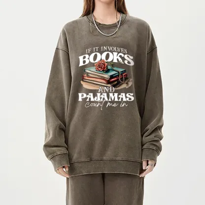 Pagewings Books And Pajamas Unisex Washed Sweatshirt