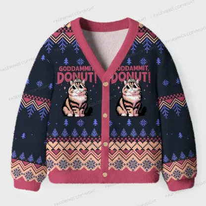 Pagewings Goddammit Donut Unisex Ugly Cardigan Sweaters