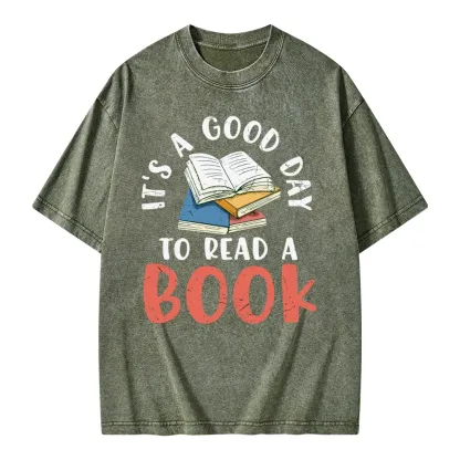 Pagewings It’s a Good Day to Read a Book Unisex Washed T-shirt