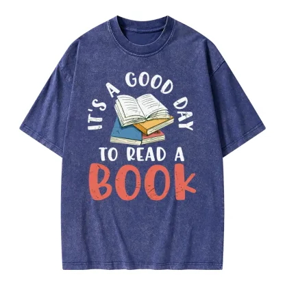 Pagewings It’s a Good Day to Read a Book Unisex Washed T-shirt