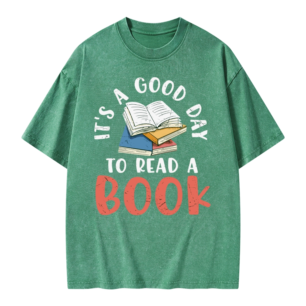 Pagewings It’s a Good Day to Read a Book Unisex Washed T-shirt