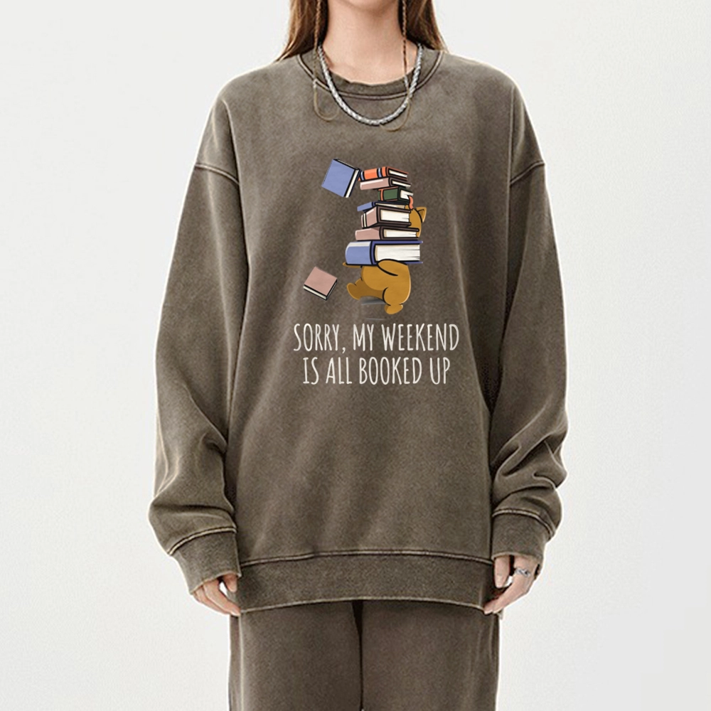 Pagewings Weekend Booked Up Unisex Washed Sweatshirt