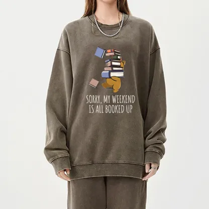 Pagewings Weekend Booked Up Unisex Washed Sweatshirt