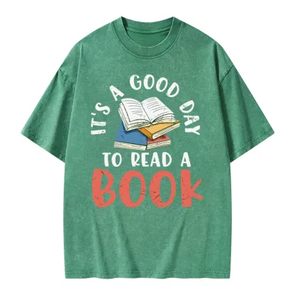 Pagewings It’s a Good Day to Read a Book Unisex Washed T-shirt
