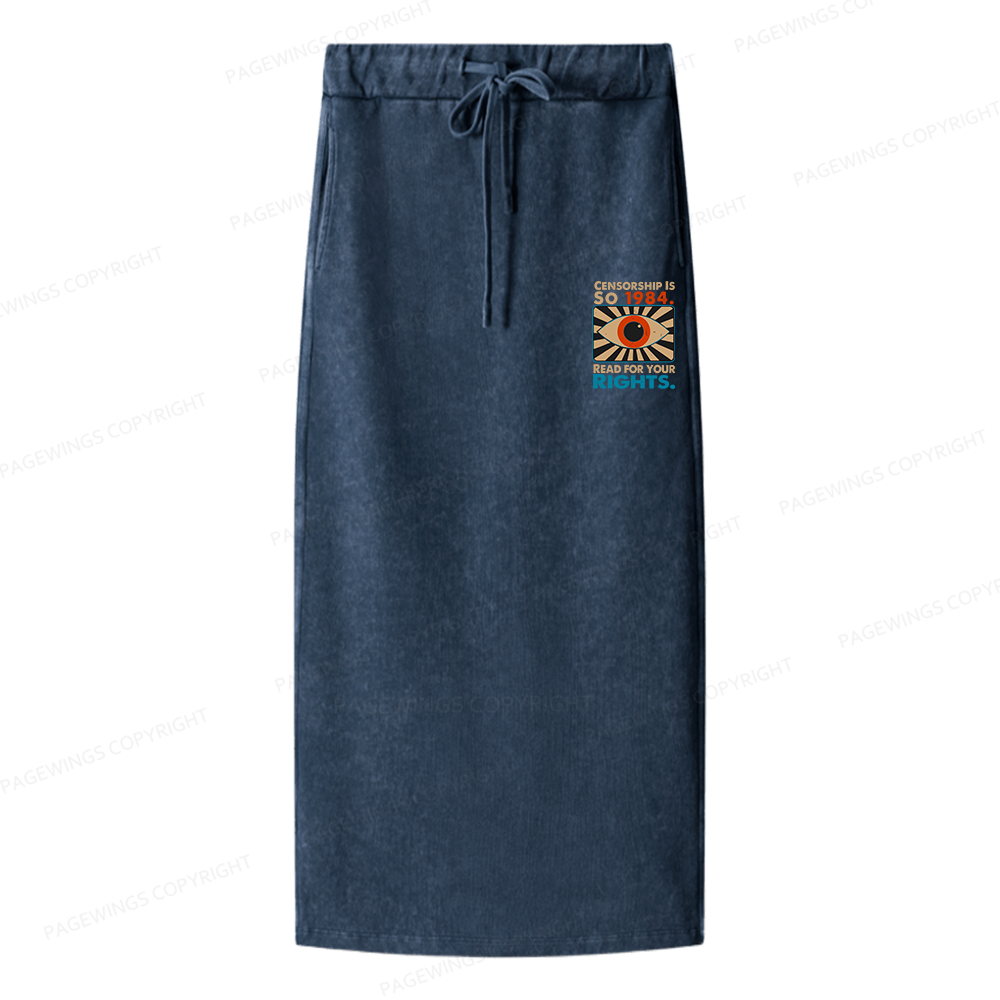 Pagewings Read For Your Rights Women Washed Long Skirts