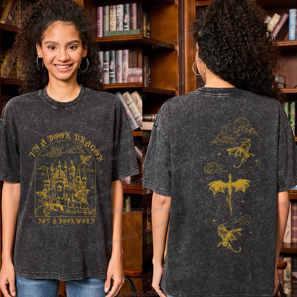 Pagewings I'm Not A Bookworm I'm A Book Dragon Unisex Washed T-shirt