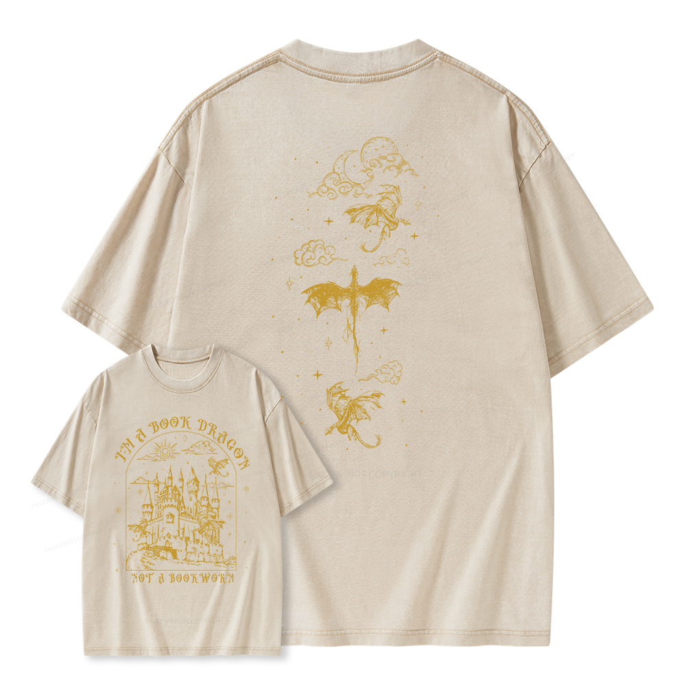 Pagewings I'm Not A Bookworm I'm A Book Dragon Unisex Washed T-shirt