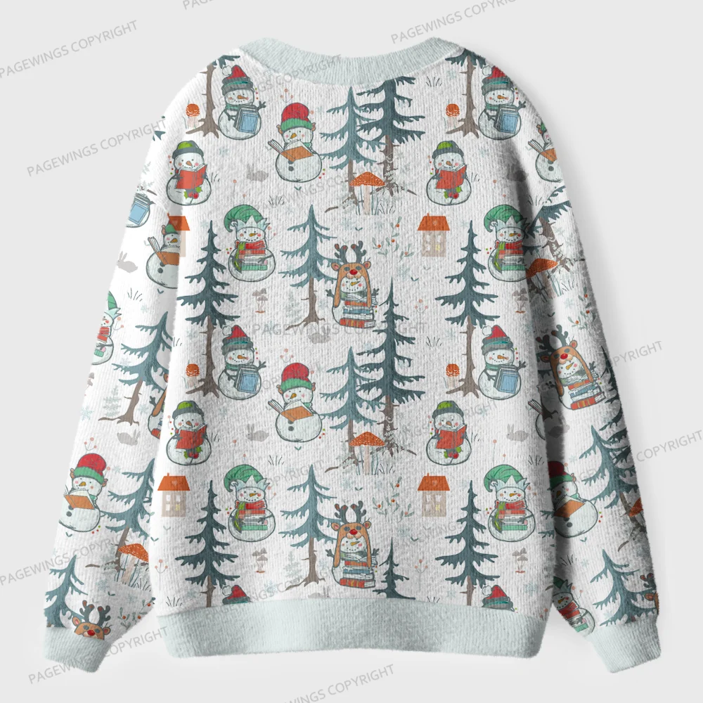 Pagewings  Winter Snowman  Unisex Ugly Cardigan Sweaters