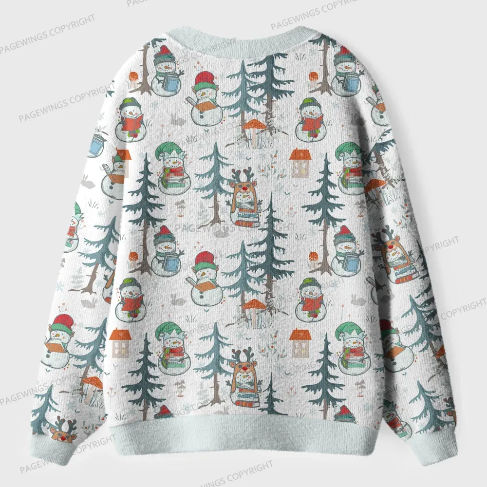 Pagewings  Winter Snowman  Unisex Ugly Cardigan Sweaters