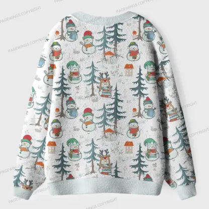 Pagewings  Winter Snowman  Unisex Ugly Cardigan Sweaters
