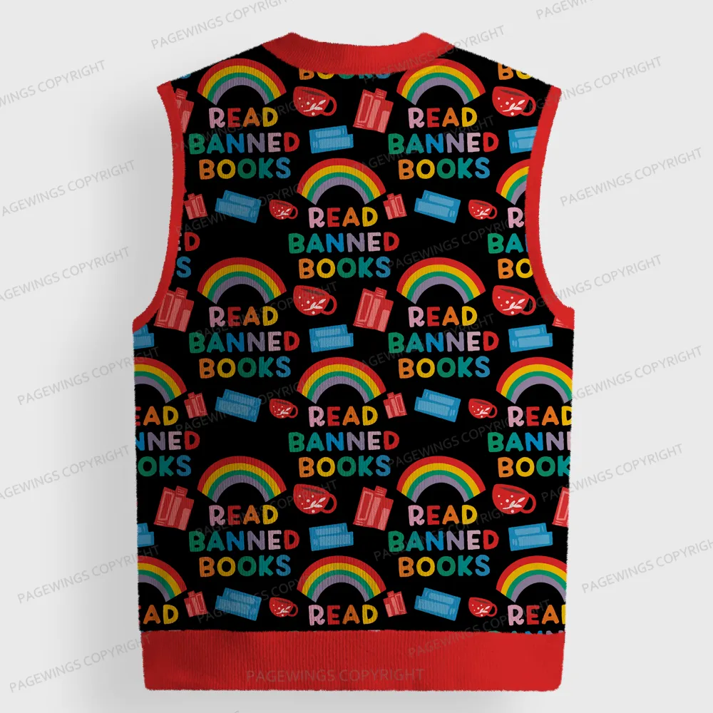 Pagewings Read Banned Books Unisex V-Neck Ugly Knit Vest
