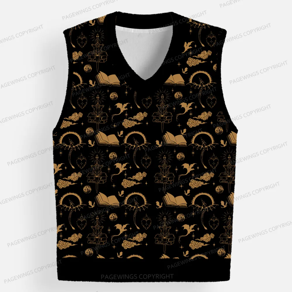 Pagewings Fantasy Book Lover Unisex V-Neck Ugly Knit Vest