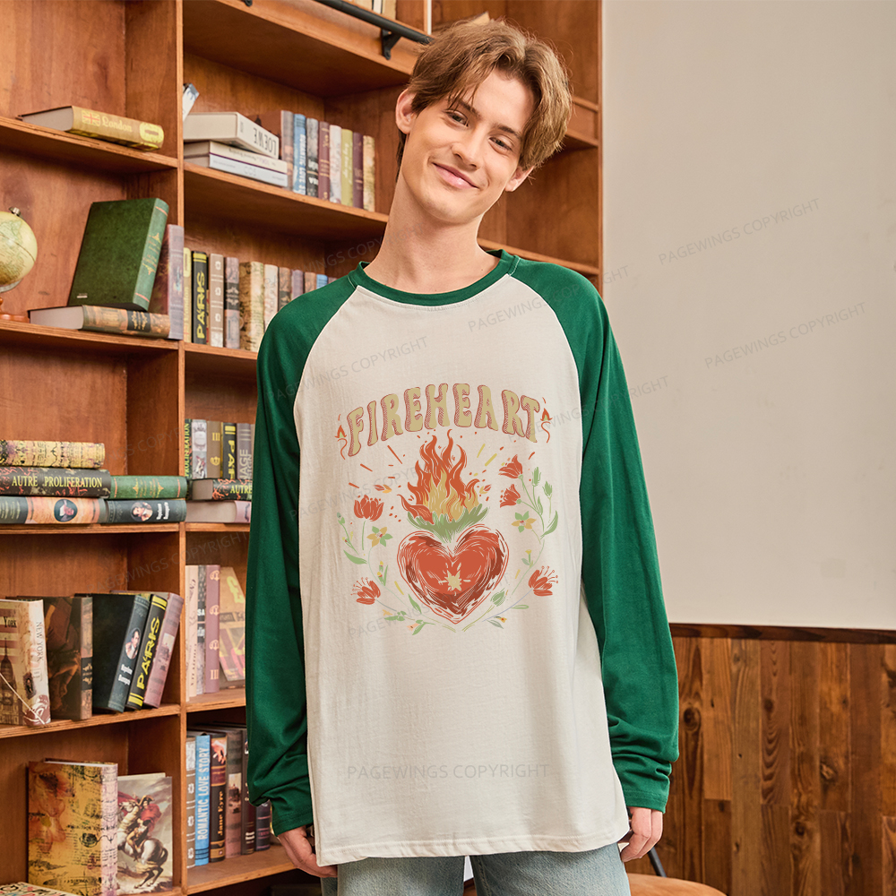 Pagewings Vintage Fire-heart Long Sleeve Raglan T-shirt