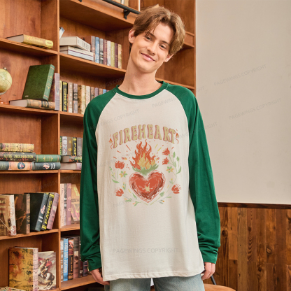 Pagewings Vintage Fire-heart Long Sleeve Raglan T-shirt