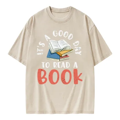 Pagewings It’s a Good Day to Read a Book Unisex Washed T-shirt
