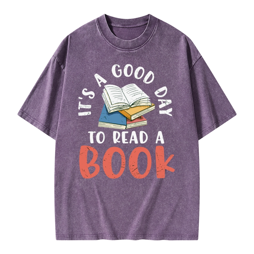 Pagewings It’s a Good Day to Read a Book Unisex Washed T-shirt