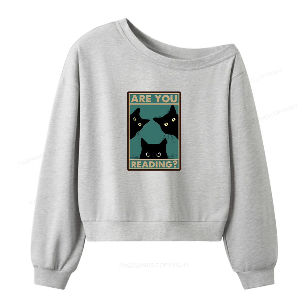 Pagewings Are You Reading Women Off  Shoulder Sweatshirt