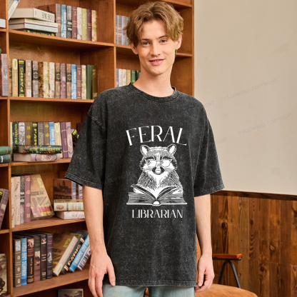 Pagewings Feral Librarian Unisex Washed T-shirt