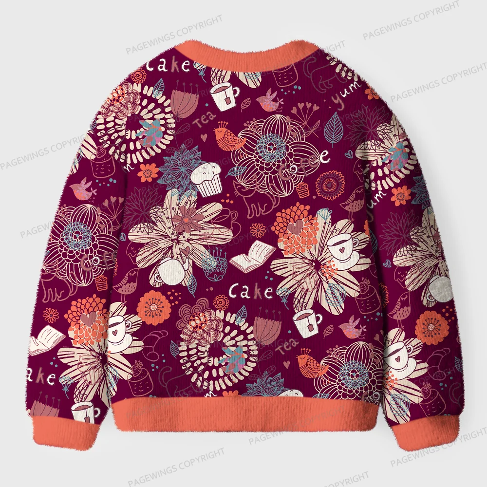 Pagewings Cakes And Books Unisex Ugly Cardigan Sweaters