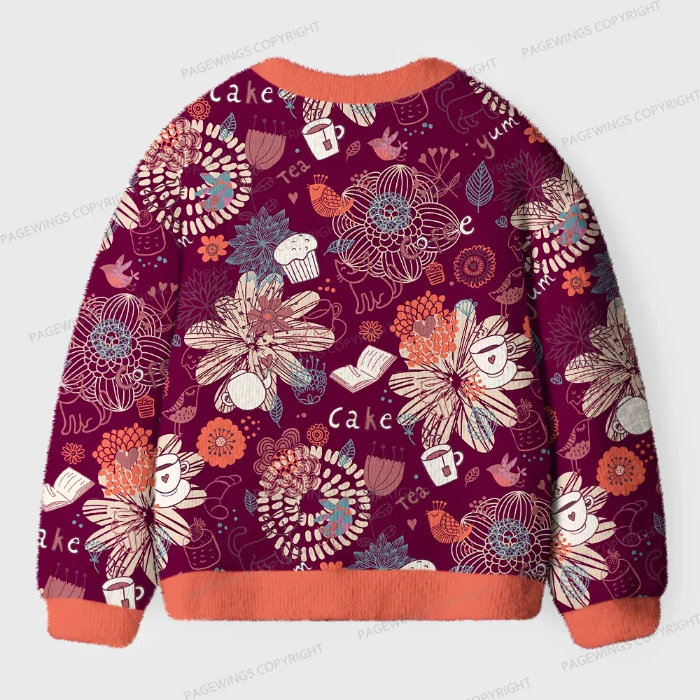 Pagewings Cakes And Books Unisex Ugly Cardigan Sweaters