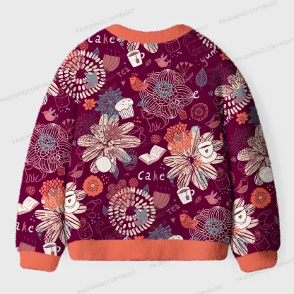 Pagewings Cakes And Books Unisex Ugly Cardigan Sweaters