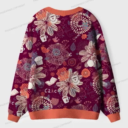 Pagewings Cakes And Books Unisex Ugly Cardigan Sweaters