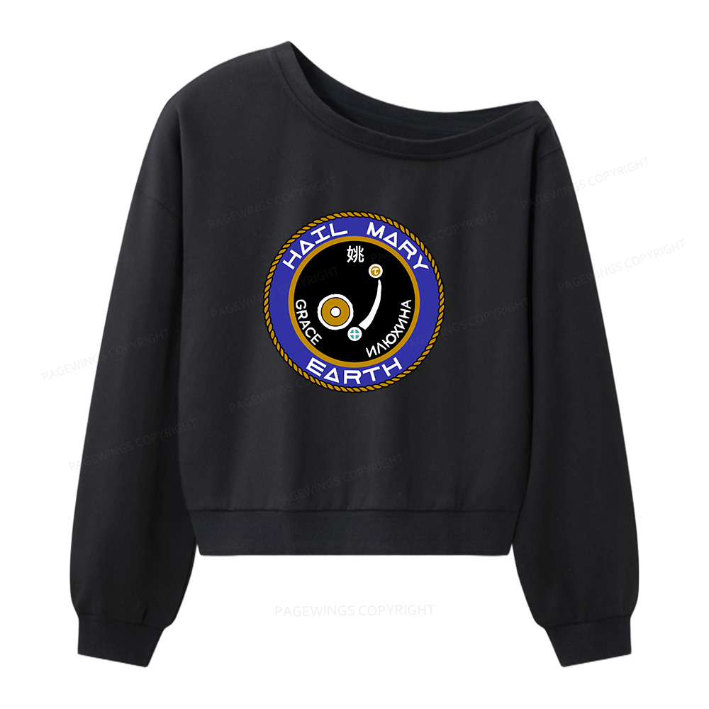 Pagewings Mission Patch Women Off  Shoulder Sweatshirt