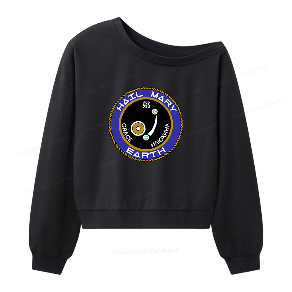Pagewings Mission Patch Women Off  Shoulder Sweatshirt
