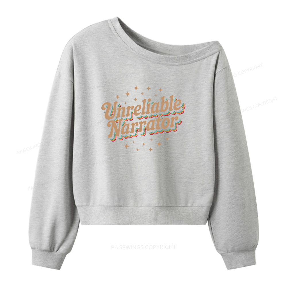 Pagewings Unreliable Narrator Women Off  Shoulder Sweatshirt