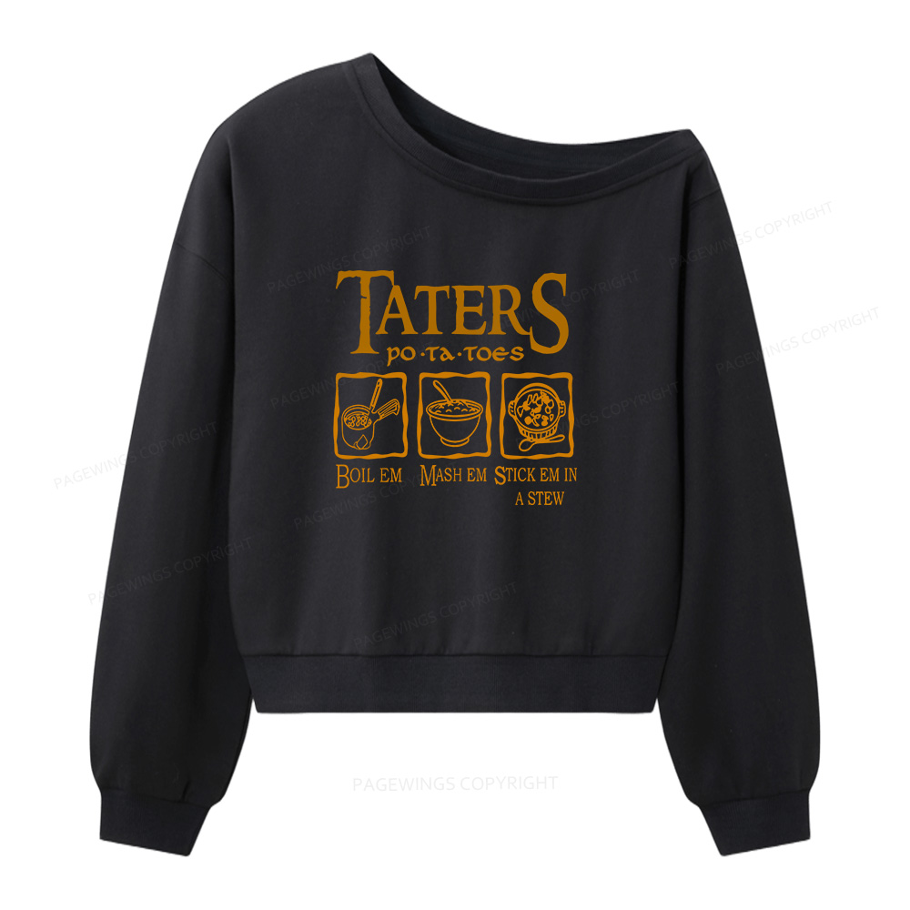 Pagewings Taters PoTaToes Women Off  Shoulder Sweatshirt