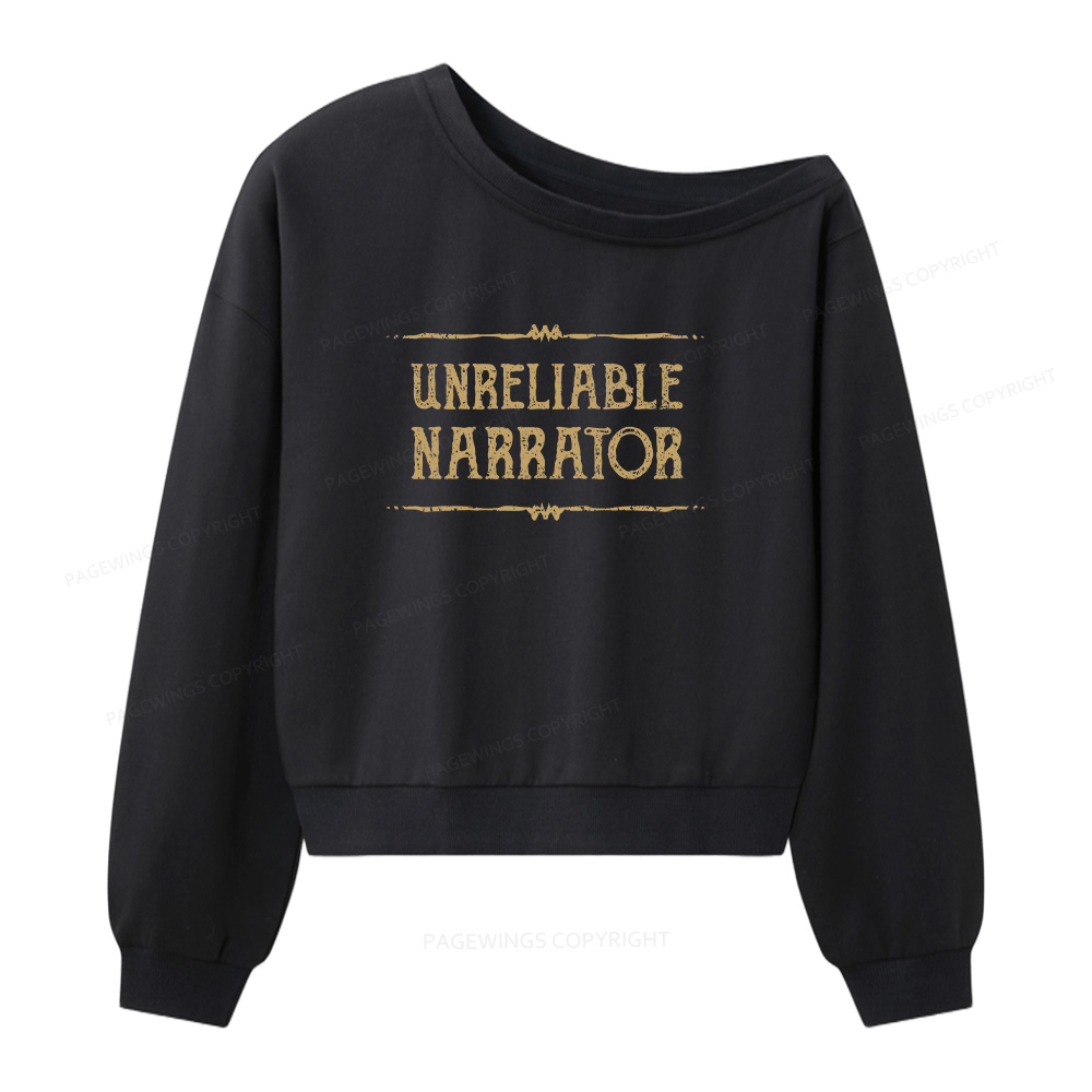 Pagewings Unreliable Narrator Women Off  Shoulder Sweatshirt