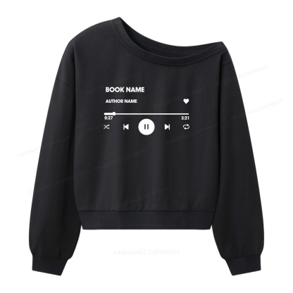 Pagewings Personalized Book Name Women Off  Shoulder Sweatshirt