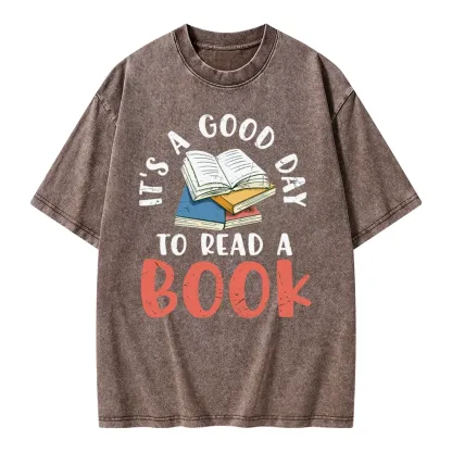 Pagewings It’s a Good Day to Read a Book Unisex Washed T-shirt