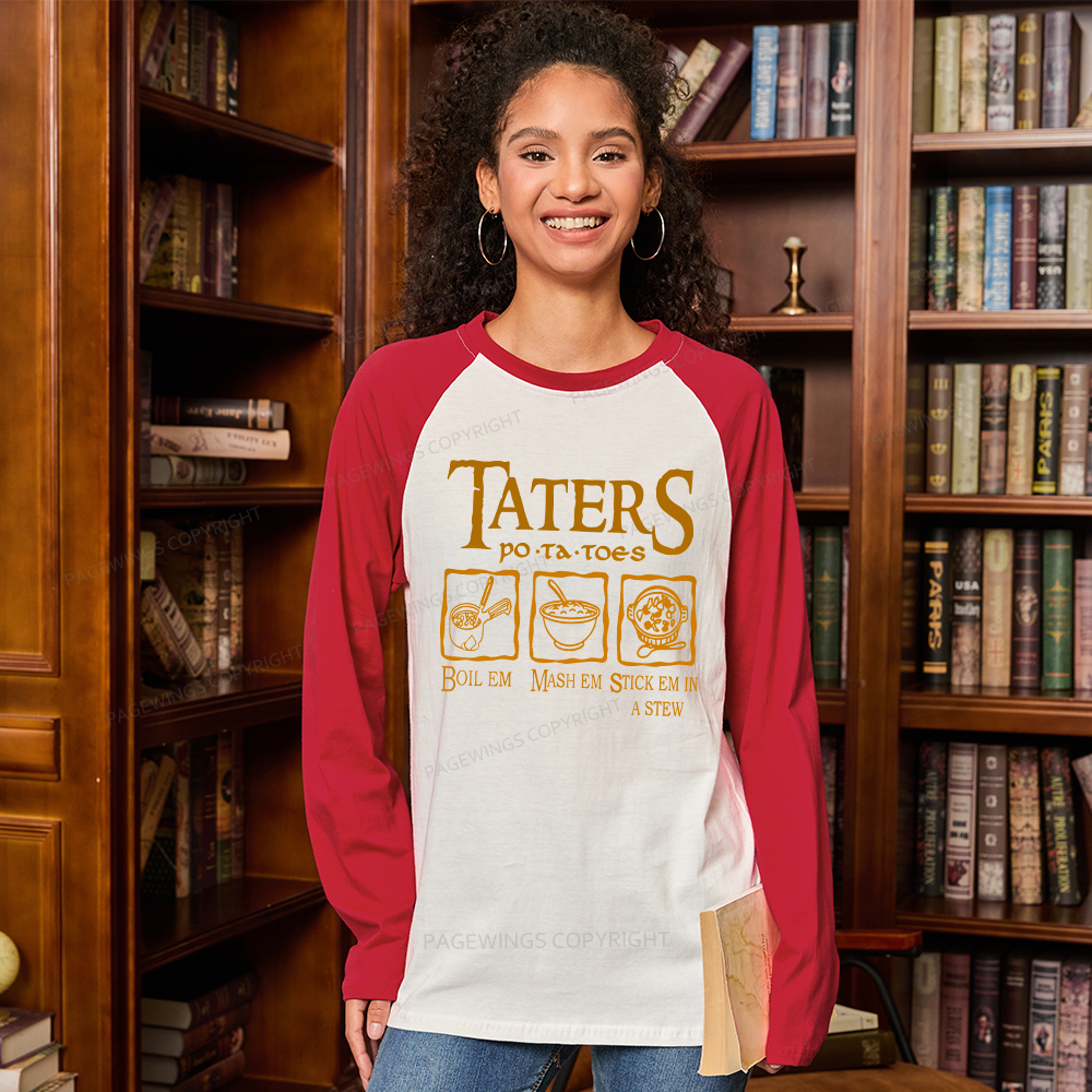 Pagewings Taters PoTaToes Long Sleeve Raglan T-shirt