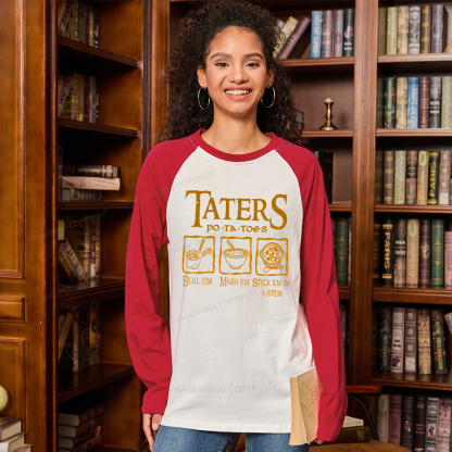 Pagewings Taters PoTaToes Long Sleeve Raglan T-shirt