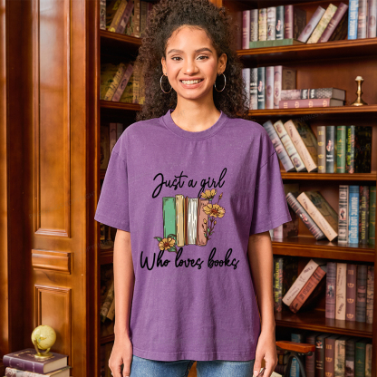 Pagewings Just A Girl Who Loves Books Unisex Washed T-shirt