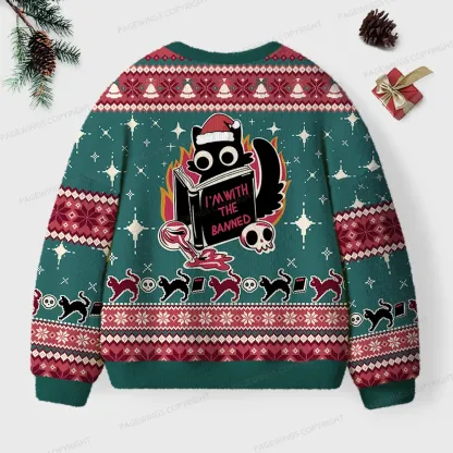 Pagewings I'm With The Banned Unisex Ugly Knit Sweatshirt