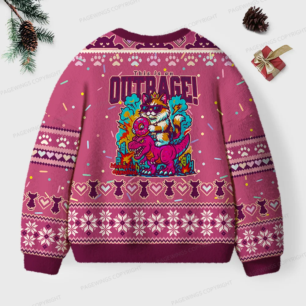 Pagewings This Is An Outrage Unisex Ugly Knit Sweatshirt