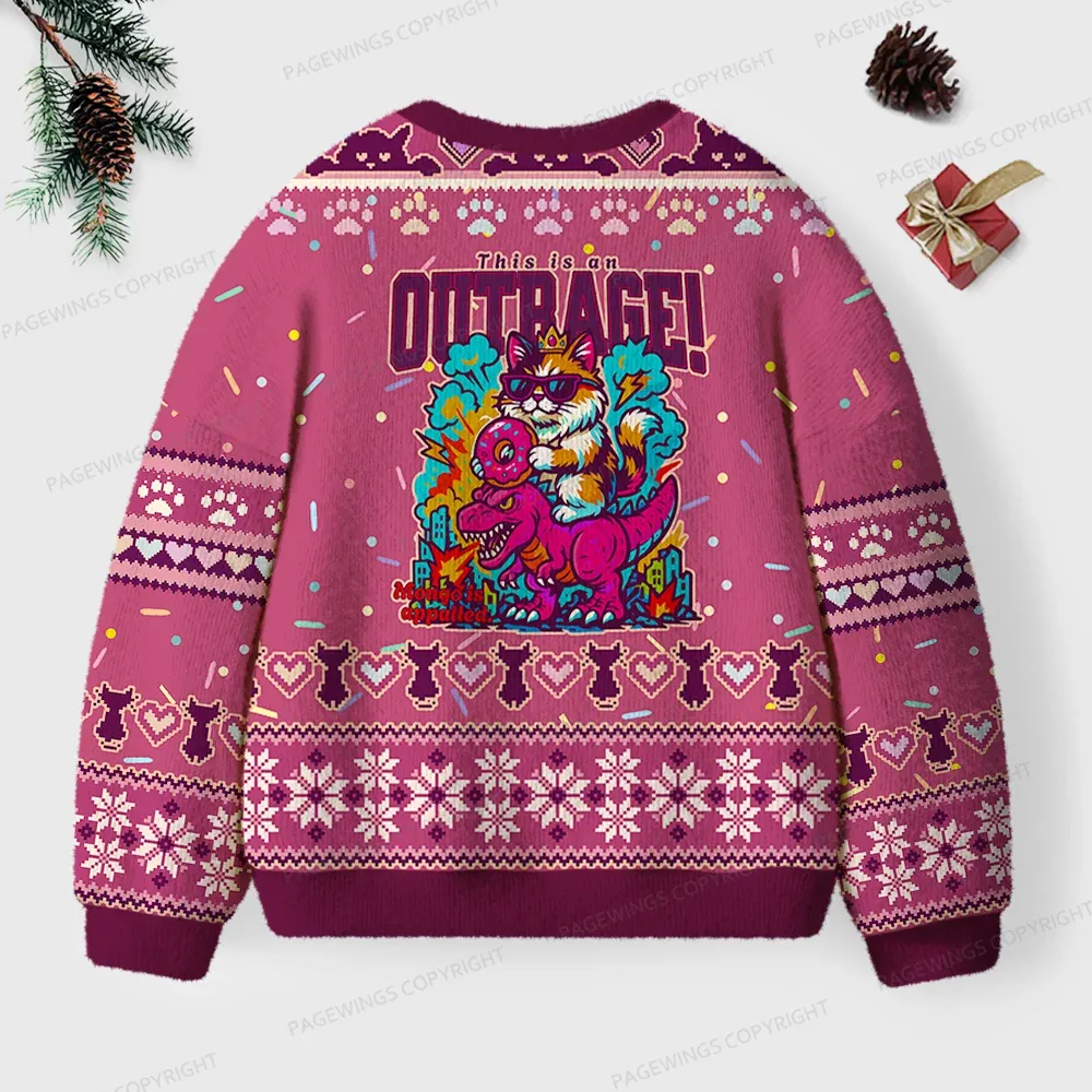 Pagewings This Is An Outrage Unisex Ugly Knit Sweatshirt