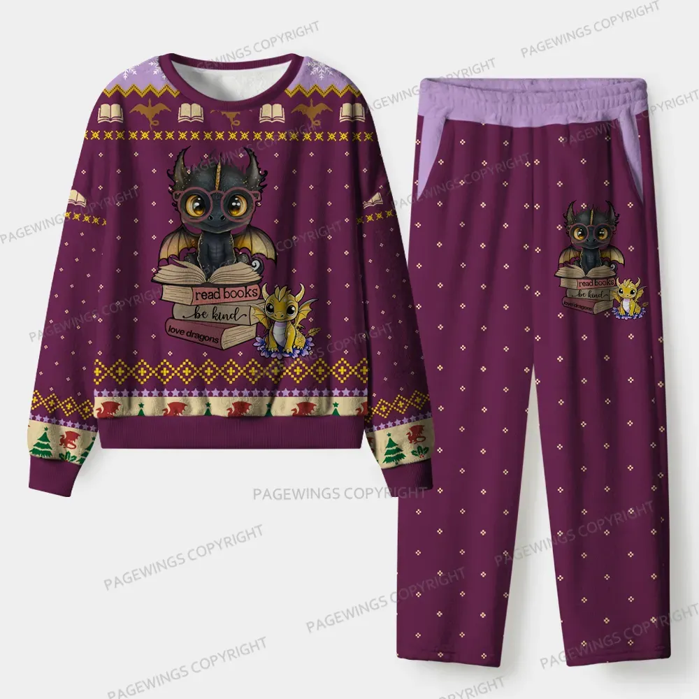 Pagewings Read Books Be Kind Unisex Flannel Pajama Set