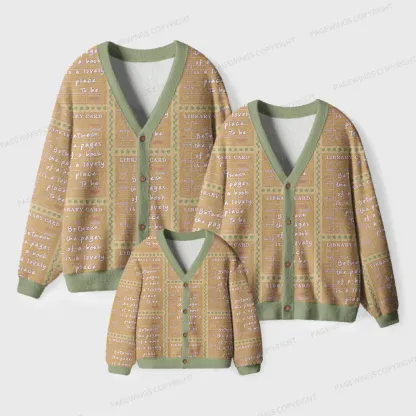 Pagewings Library Card Unisex Ugly Cardigan Sweaters