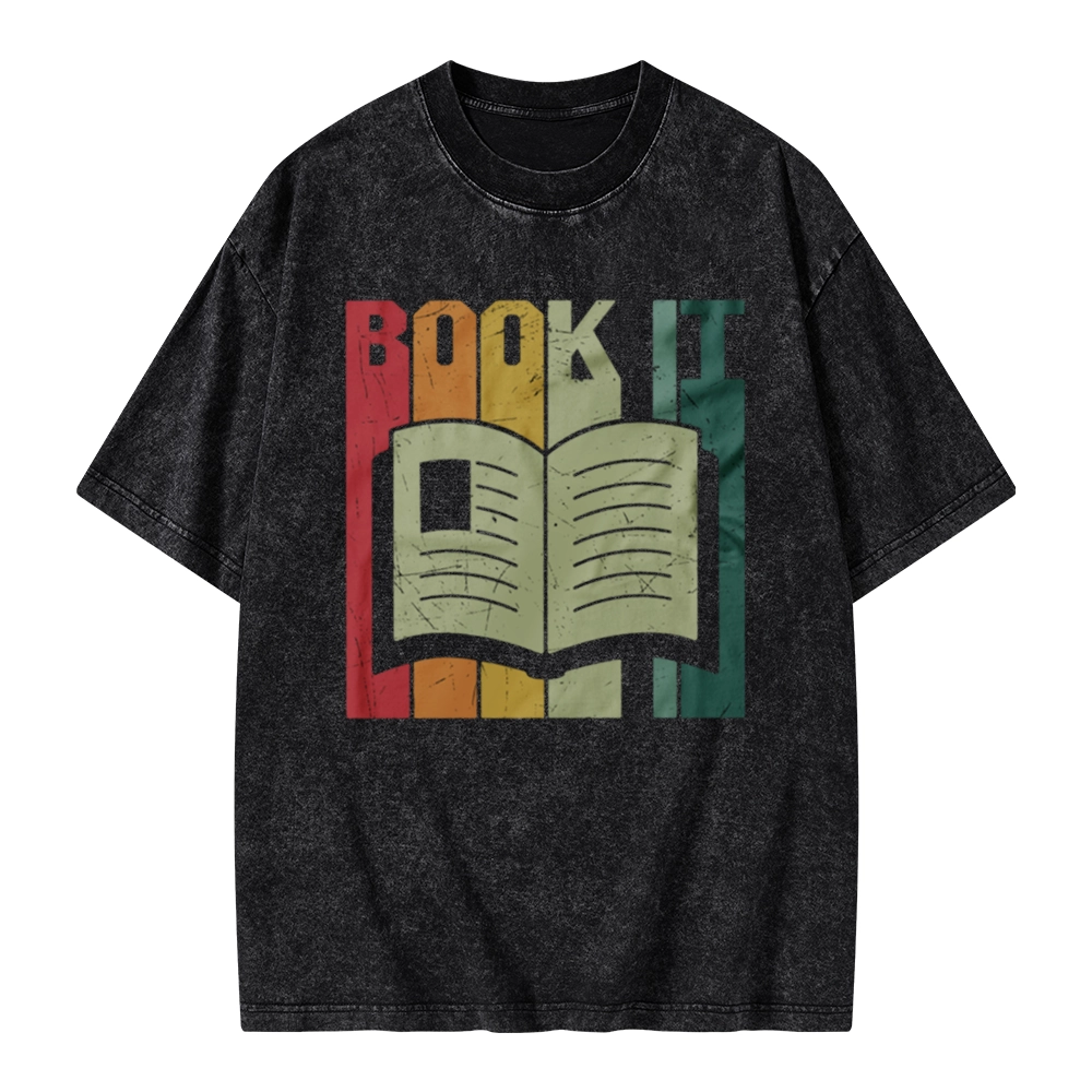 Pagewings Book It Retro 80s Unisex Washed T-shirt