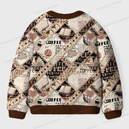 Pagewings Coffee And Books Unisex Ugly Cardigan Sweaters