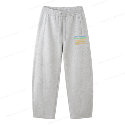 Pagewings Read Books Drink Coffee Dismantle Systems Unisex Barrel Sweatpants