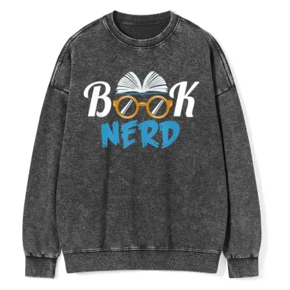 Pagewings Book Nerd Unisex Washed Sweatshirt