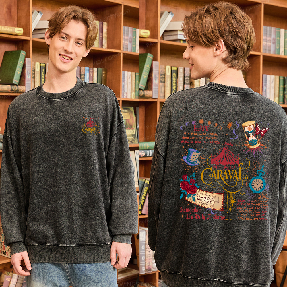 Pagewings Bookish Fantasy Unisex Washed Sweatshirt